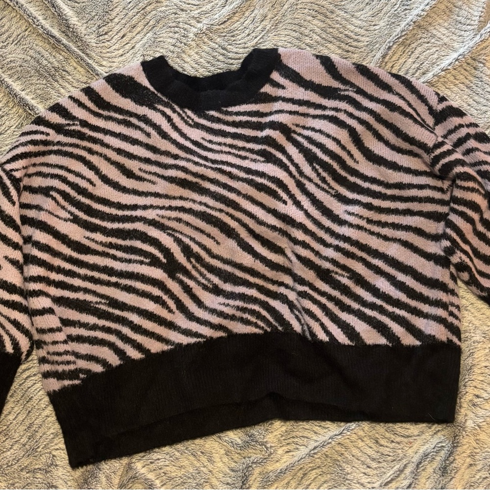 Torrid Plus Size Black and Purple Zebra Print Sweater